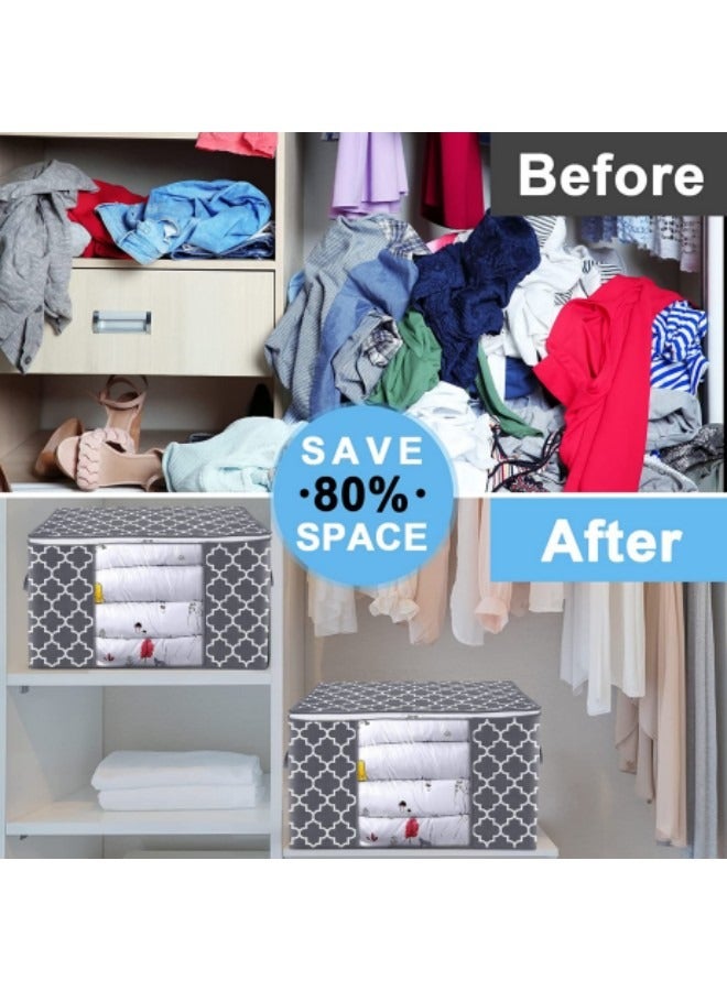 GGEROU Storage Bags, 100L 3 Pack Large Blanket Clothes Organization and Storage Containers for Bedding, Comforters, Foldable Organizer with Reinforced Handle, Grey  - Image 5