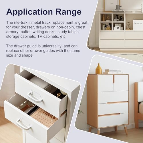 ChenYu for Kenlin Rite-Trak II Drawer Slides Replacement 5 Sets of Rite Track 2 Drawer Repair Parts for Dresser and Nightstand Drawers - 168 Track Guides (5) - Image 4