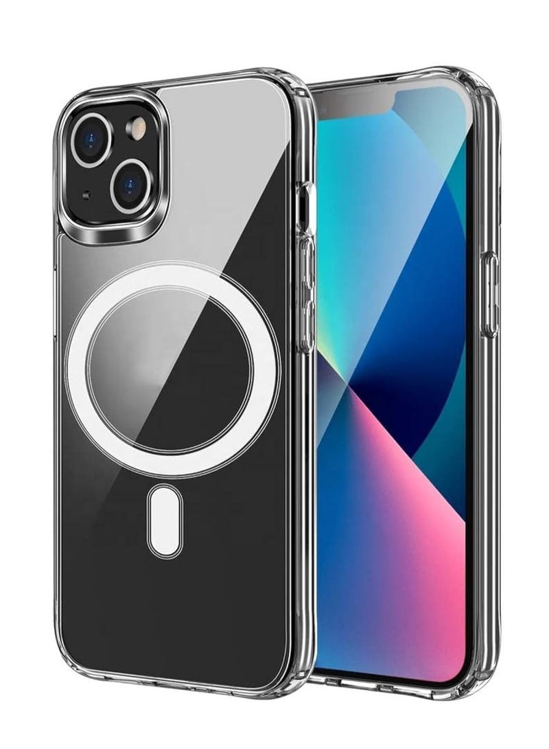 Case For iPhone 13\14 Clear Magnetic Cover MagSafe Compatible - Hybrid Protective Crystal Clear Hard Back Case - Shockproof Silicone Frame - Slim Transparent Case for Apple iPhone 13\14 - Image 1