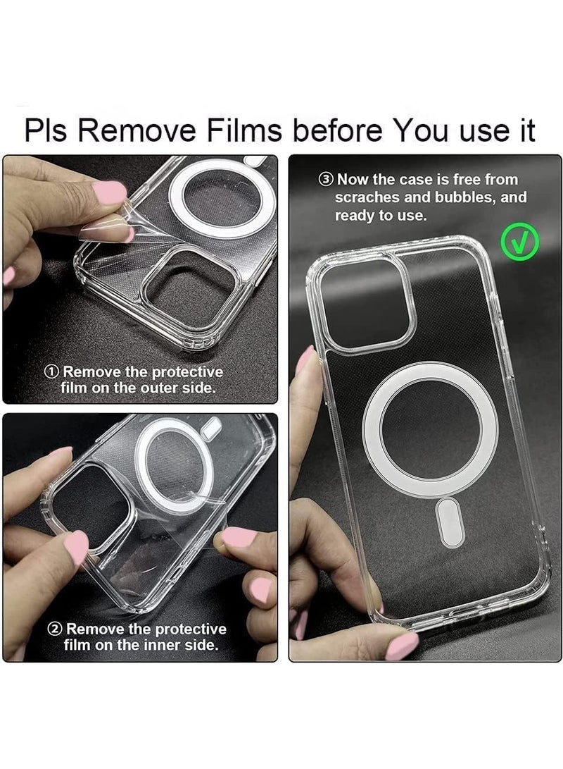 Case For iPhone 13\14 Clear Magnetic Cover MagSafe Compatible - Hybrid Protective Crystal Clear Hard Back Case - Shockproof Silicone Frame - Slim Transparent Case for Apple iPhone 13\14 - Image 5