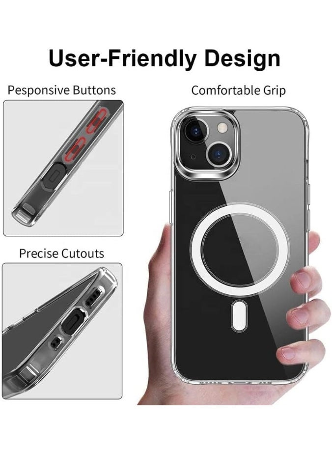 Case For iPhone 13\14 Clear Magnetic Cover MagSafe Compatible - Hybrid Protective Crystal Clear Hard Back Case - Shockproof Silicone Frame - Slim Transparent Case for Apple iPhone 13\14 - Image 4