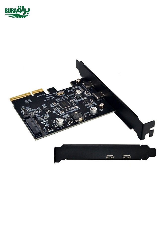 BURAQ PCI-E 4X To USB3.1 Dual USB-C/Type-C Port 10Gbps Expansion Card  With ASMedia ASM3142 Chip  - Image 1