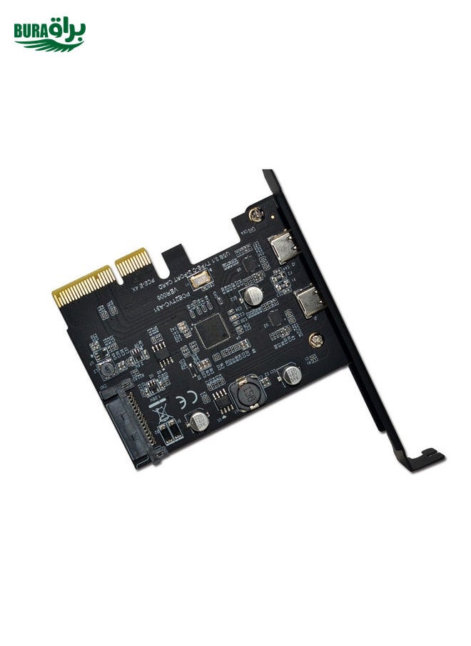 BURAQ PCI-E 4X To USB3.1 Dual USB-C/Type-C Port 10Gbps Expansion Card  With ASMedia ASM3142 Chip  - Image 2