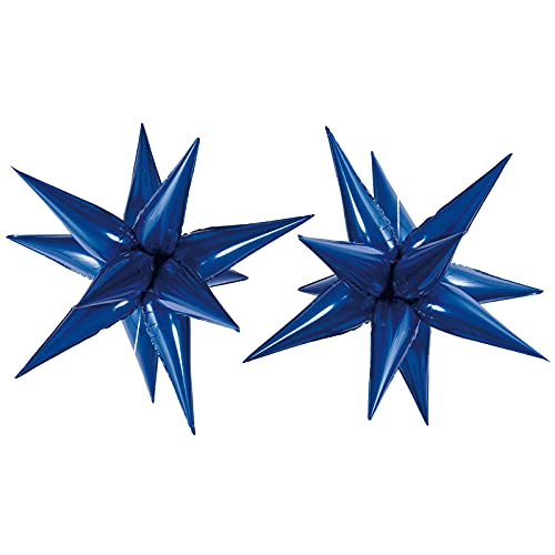 Tellpet Star Balloons Starburst Spike Shaped Balloon 2pcs Large Royal Blue - Image 1
