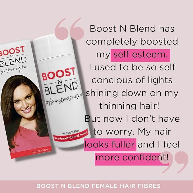 Boost N Blend Scalp Concealer Female Hair Fibres for Thinning Hair Visible Scalp Volumizer For Women 25g088oz The Only Female Cotton Fibres