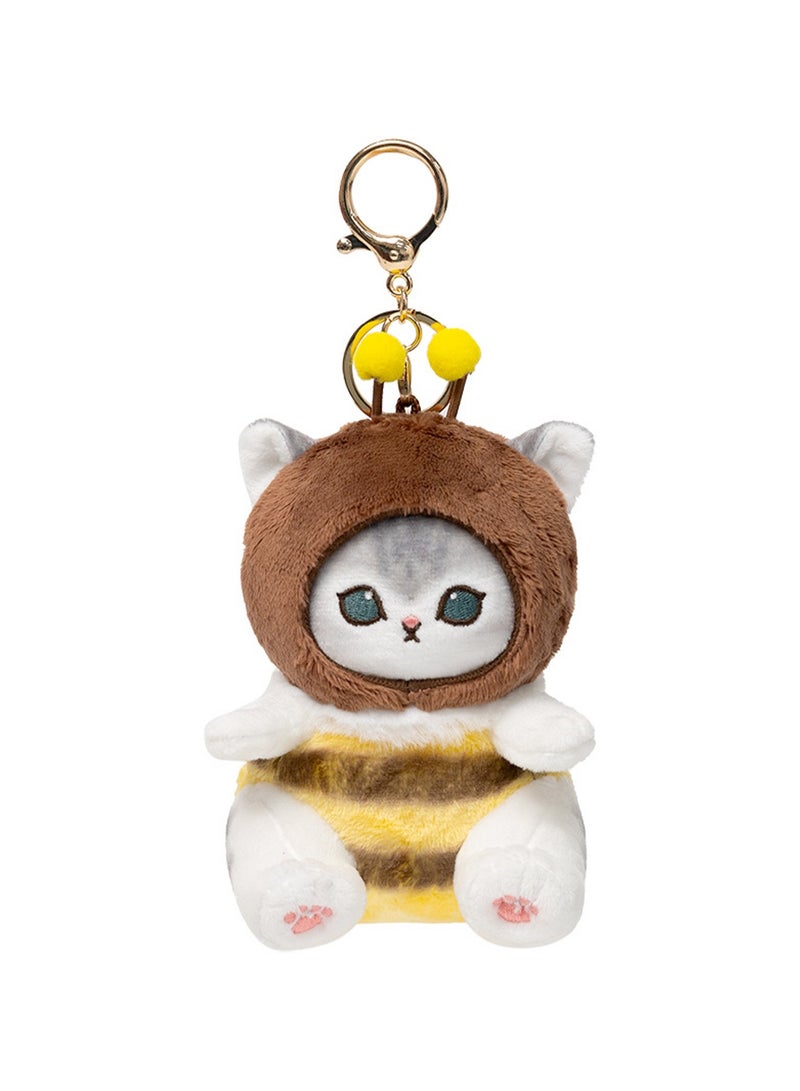10cm Blue And Gold Cat Bee Pendant Keychain Plush Doll Mofusand Cat Character Backpack Accessories Cartoon Accessories Doll Gift  - Image 1