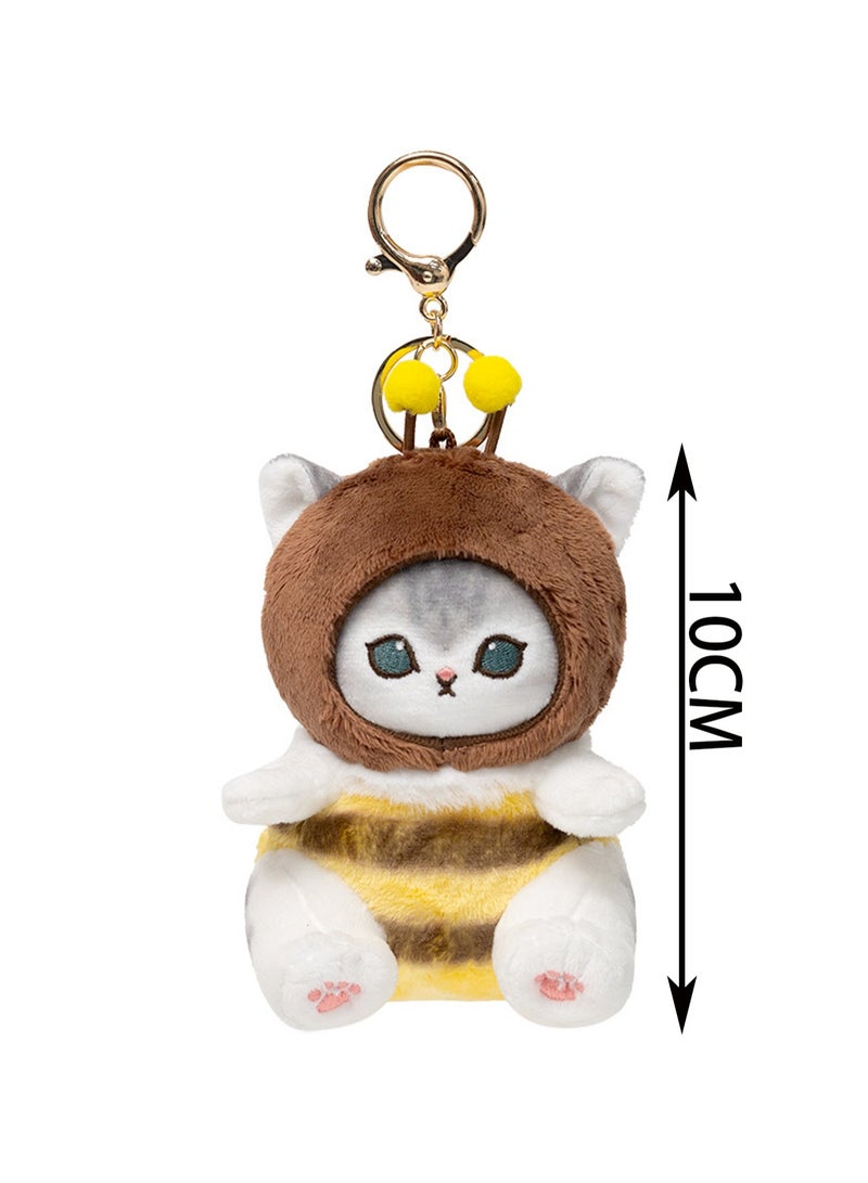 10cm Blue And Gold Cat Bee Pendant Keychain Plush Doll Mofusand Cat Character Backpack Accessories Cartoon Accessories Doll Gift  - Image 2