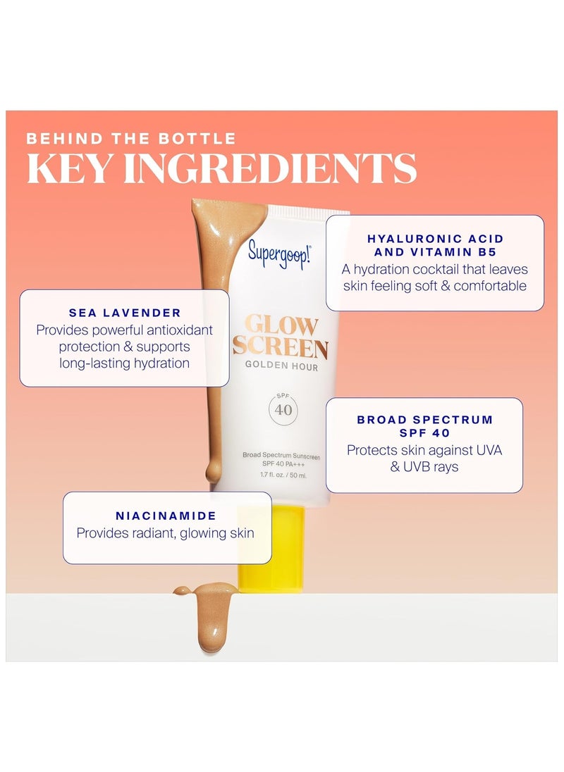 Supergoop! Glowscreen SPF 40, Sunrise (Champagne Glow) - 1.7 fl oz - Glowy Primer + Broad Spectrum Tinted Sunscreen - Helps Filter Blue Light - Hydration - Hyaluronic Acid & Vitamin B5  - Image 5