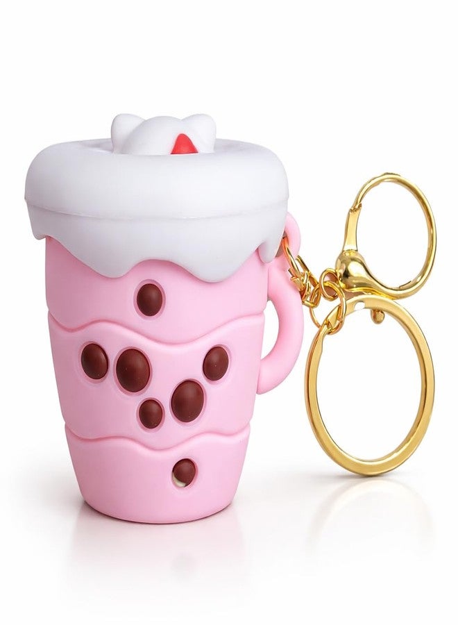 Definite Pop Up Keychain Cute Cartoon Soft Rubber Key Ring for Bags Keys Purse, 6cm, for Kids Girls (Pink Cappuccino) - Image 2