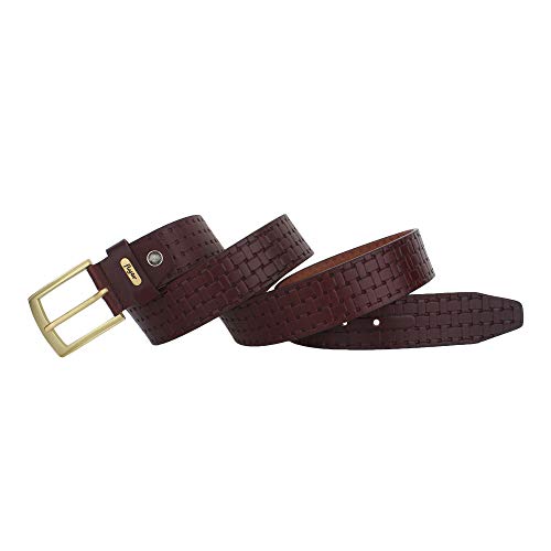 Flyer Men's Leather Belt (Formal/Casual) (Color -Brown) (Size -32) Buckle Adjustable Size Genuine Leather (BR2129-32) - Image 4