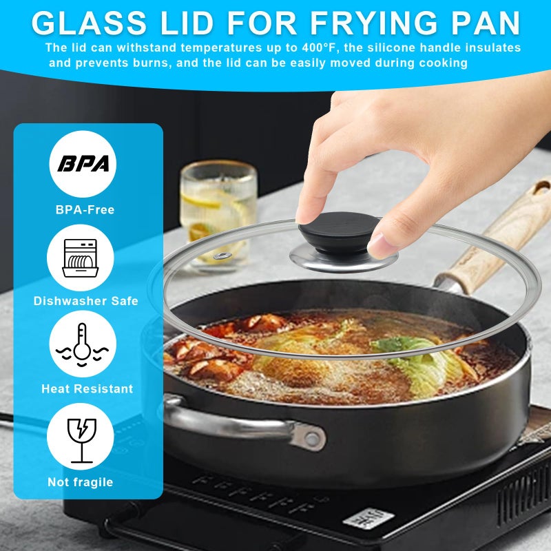 Bcautay Glass Lid for Frying Pan Tempered Glass Pot Lid with Stainless Steel Rim for 8 Inch Frying Pan Wok Pot Skillet (8 Inch) - Image 4
