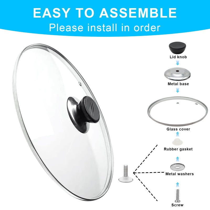 Bcautay Glass Lid for Frying Pan Tempered Glass Pot Lid with Stainless Steel Rim for 8 Inch Frying Pan Wok Pot Skillet (8 Inch) - Image 2