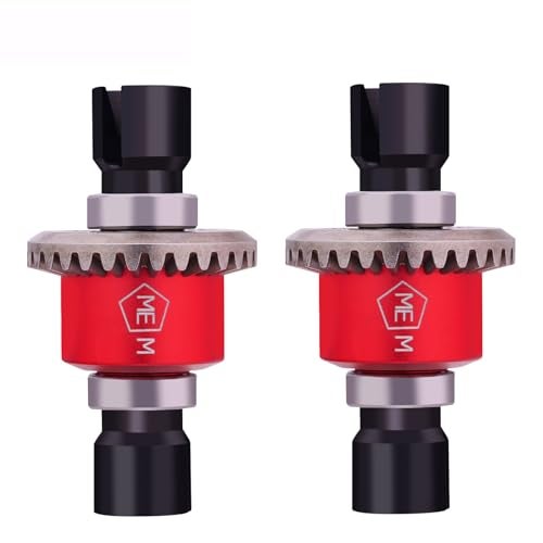 Mesimsple 2PCS Alum H16BM Front Rear Differential Diff Gear for 116 H16BM H16207 16208 16209 16210 H16 114 14301 14302 14209 14210 H14BM Series Upgrades Part Red - Image 1