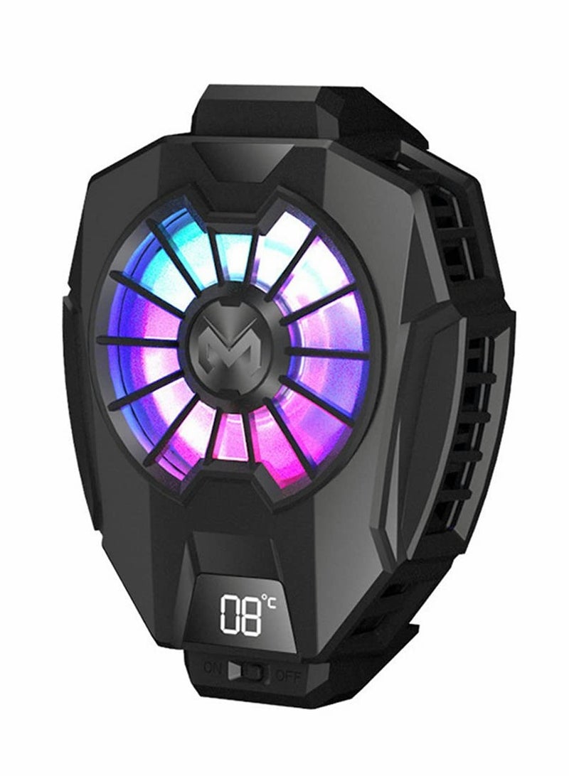 Mobile Phone Cooling Fan with Semiconductor Heatsink for Gaming and Streaming, Fits 65-85mm Smartphones, Black - Image 1