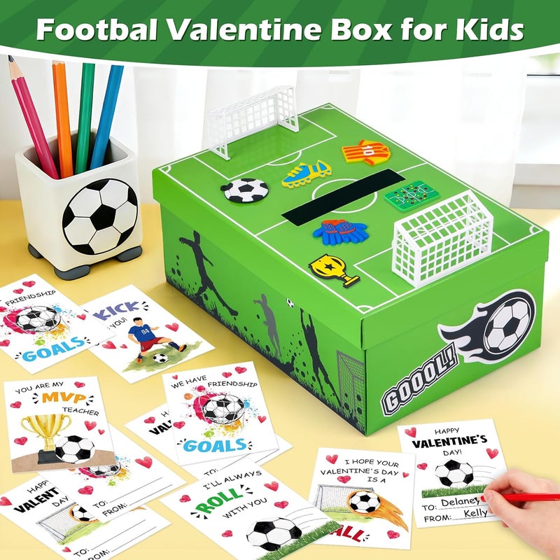 Bstoyder Soccer Valentines Day Box and Cards for Kids School, Valentines Day Gifts for Kids with Valentine Card for Classroom Exchange, Party Favors (1 Soccer Field Box, 32 Valentine Cards, 1 Teacher Card) - Image 5