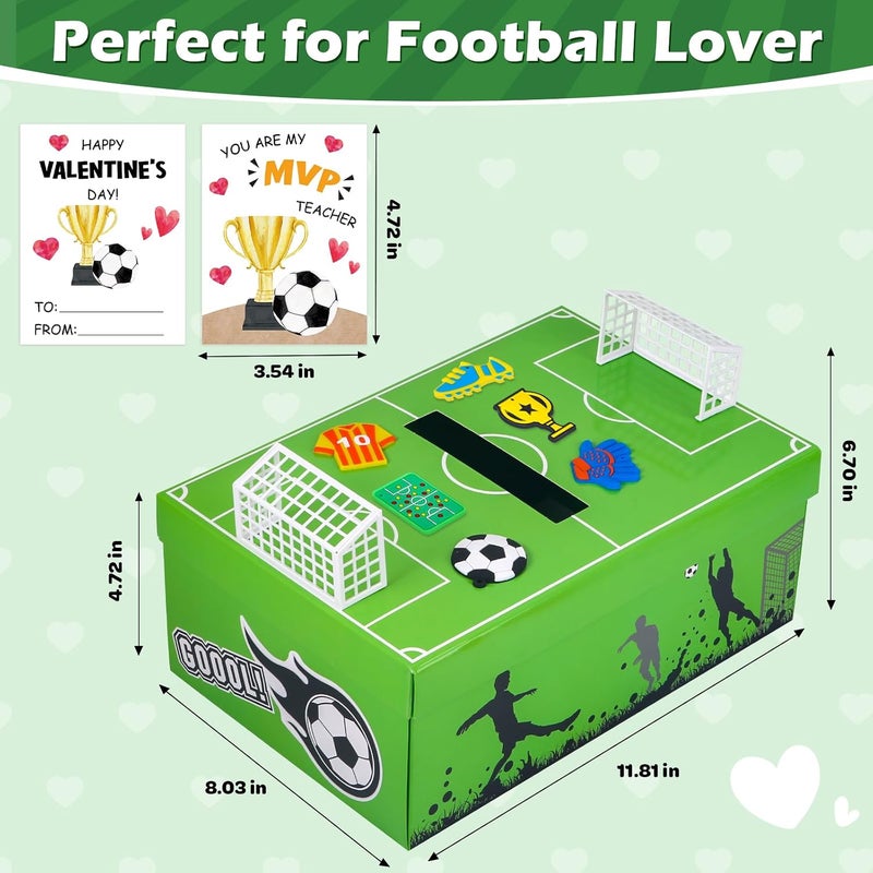 Bstoyder Soccer Valentines Day Box and Cards for Kids School, Valentines Day Gifts for Kids with Valentine Card for Classroom Exchange, Party Favors (1 Soccer Field Box, 32 Valentine Cards, 1 Teacher Card) - Image 3