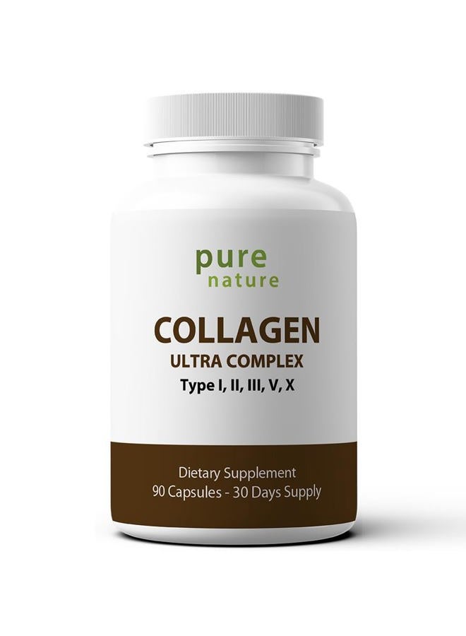 PureNature Plus PureNature Collagen Ultra - Collagen Peptides with 5 Types I, II, III, V & X Naturally-Sourced Hydrolyzed Collagen for Hair, Skin, Nail and Joint Support - 90 Capsules - Image 1