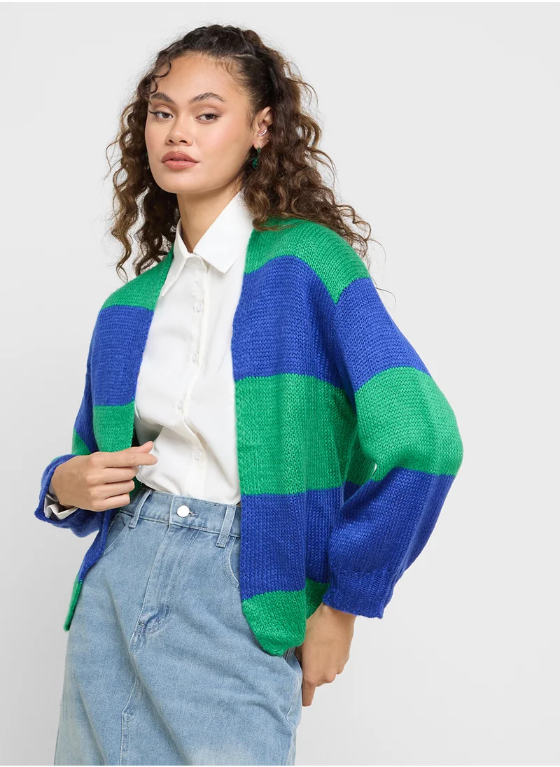 جينجر Bold Stripe Cardigan