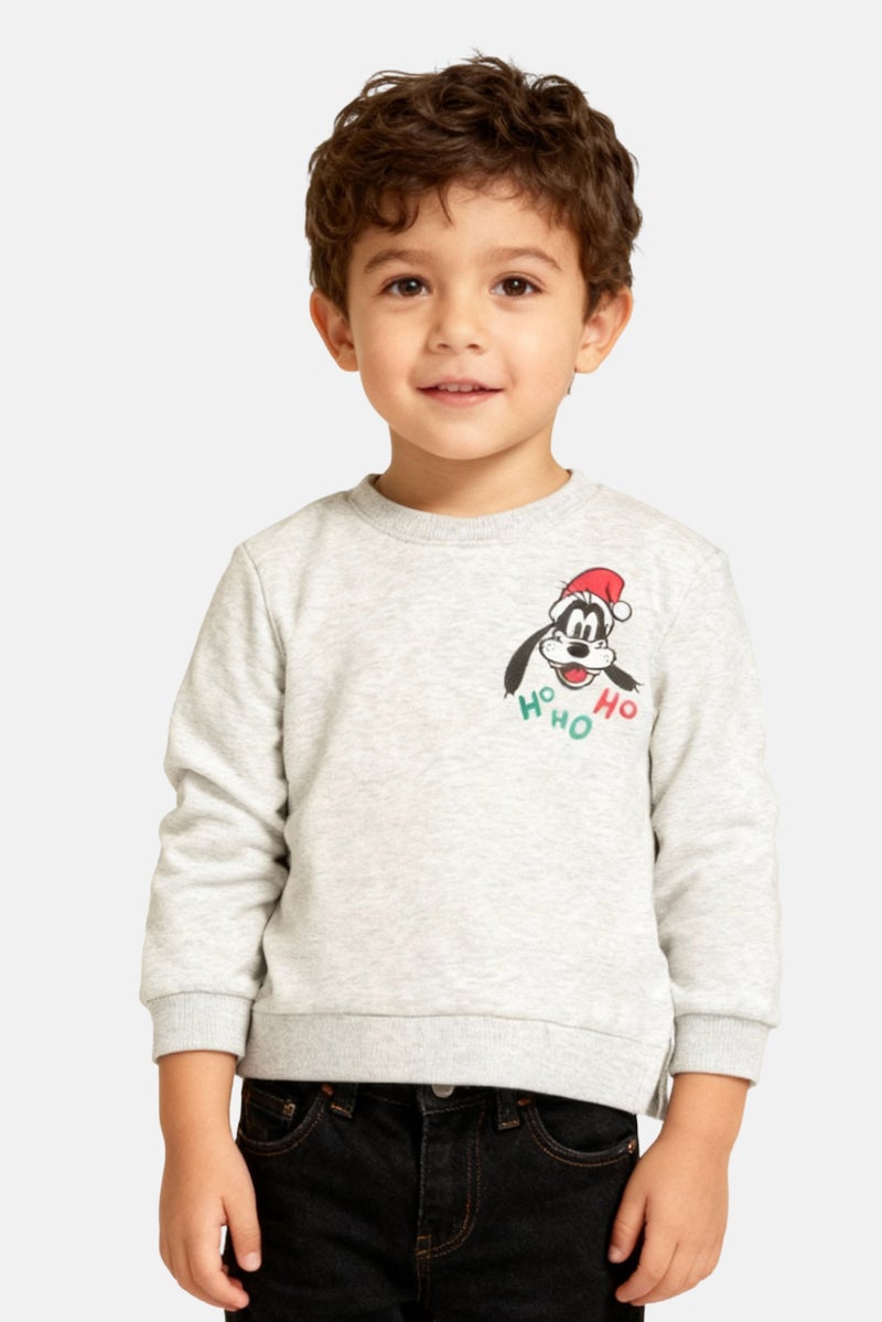 Cool Club سويت شيرت طويل الأكمام بأكمام دائرية للأطفال الأولاد من ديزني، رمادي فاتح - Image 1
