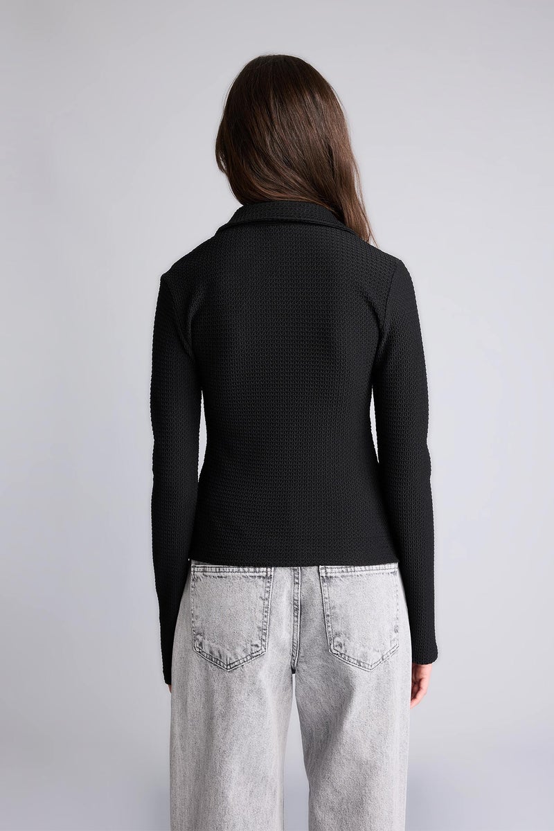 DeFacto Black Woman Slim Fit Shirt Collar Long Sleeve Shirt Casual - Image 5