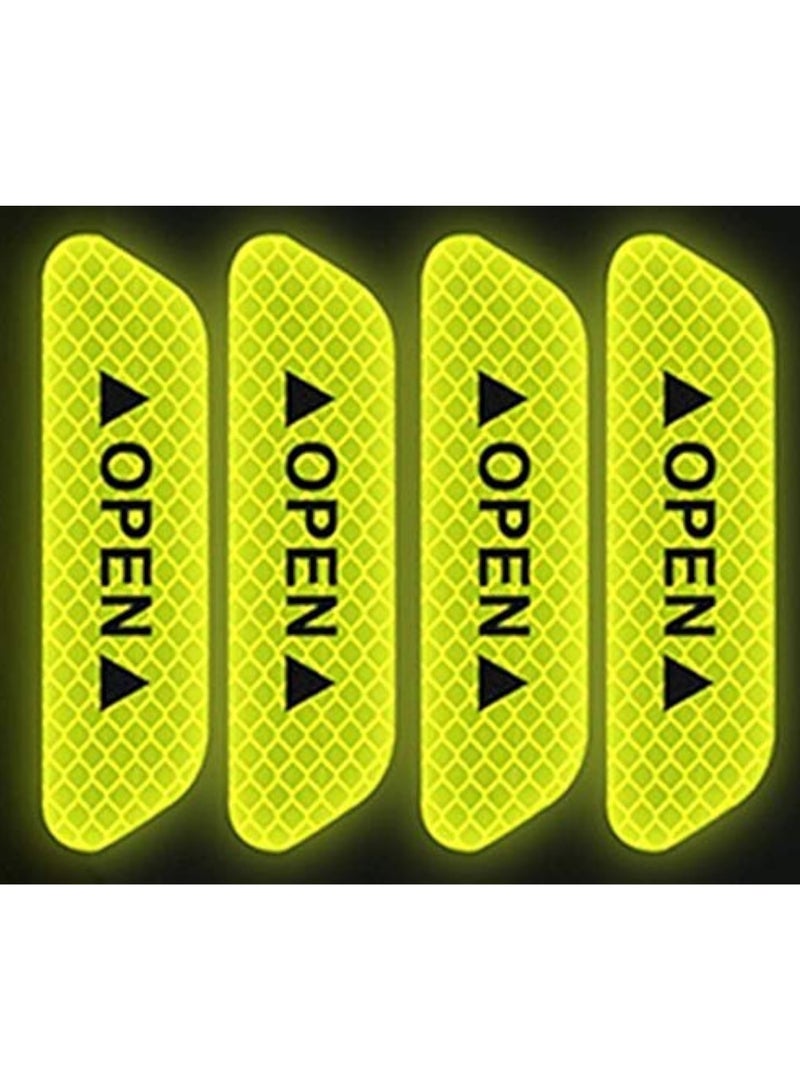 SOLDOUT Reflective Car Door Open Warning, Collision Warning Decals Sticker for Car (Neon Green, Pack of 4) - Image 1