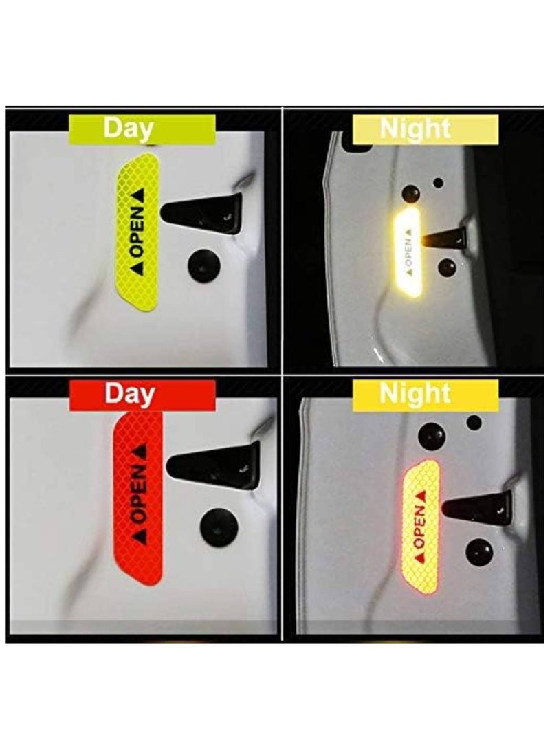 SOLDOUT Reflective Car Door Open Warning, Collision Warning Decals Sticker for Car (Neon Green, Pack of 4) - Image 2