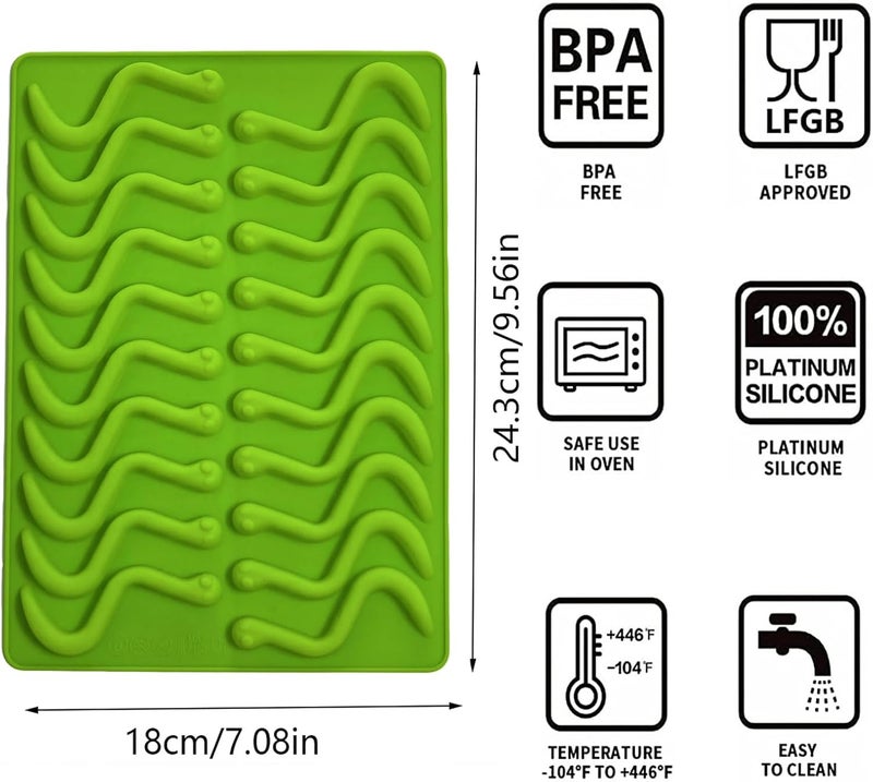 Apiocmy 4Pcs Gummy Candy Molds for Kids - Silicone Gummy Worm Molds with 2Pcs Dropper,Non-stick and Bpa Free for Candy Chocolate Gummies Baking - Image 3