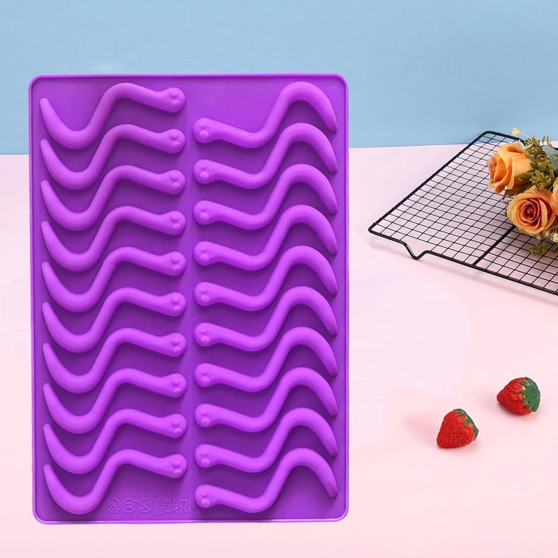 Apiocmy 4Pcs Gummy Candy Molds for Kids - Silicone Gummy Worm Molds with 2Pcs Dropper,Non-stick and Bpa Free for Candy Chocolate Gummies Baking - Image 5