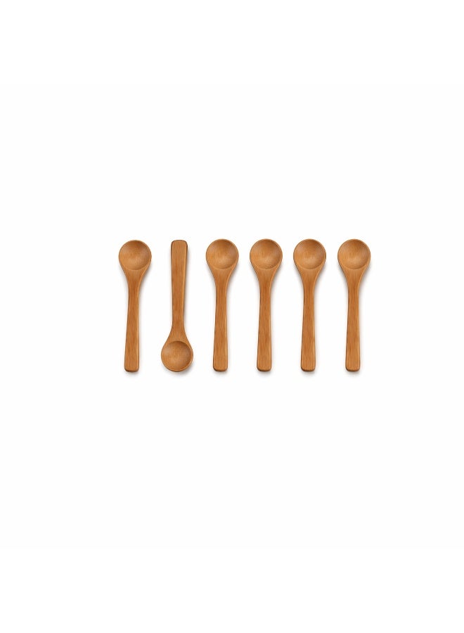 Honey Bee Bamboo Spoon Set 6 Pieces Natural Wooden Spoons for Cooking, Mixing, Serving - Eco Friendly Kitchen Utensils Heat Resistant Non Scratch Cooking Spoons for Nonstick Cookware, 12.4 cm - Image 1