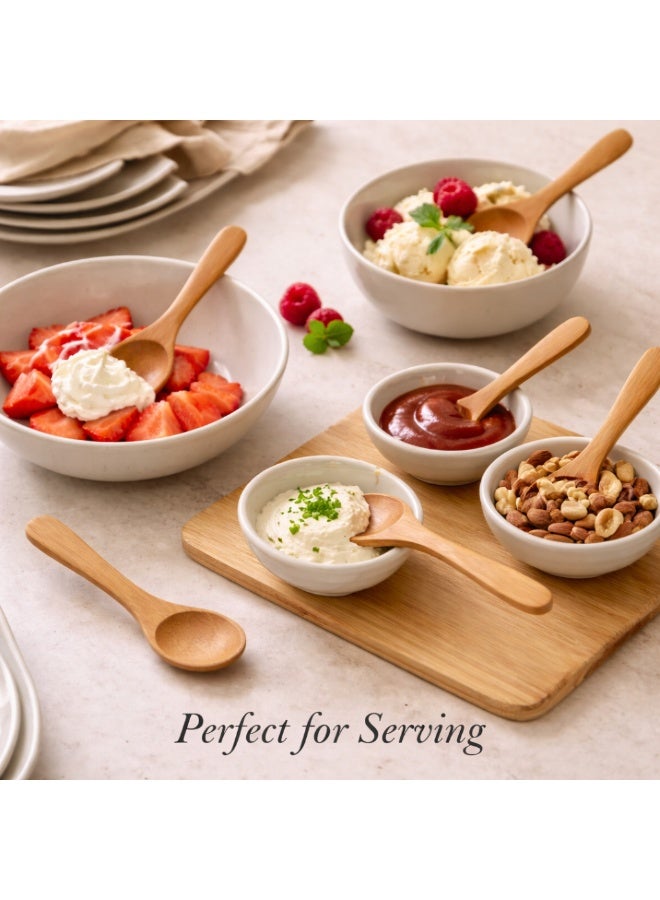 Honey Bee Bamboo Spoon Set 6 Pieces Natural Wooden Spoons for Cooking, Mixing, Serving - Eco Friendly Kitchen Utensils Heat Resistant Non Scratch Cooking Spoons for Nonstick Cookware, 12.4 cm - Image 5
