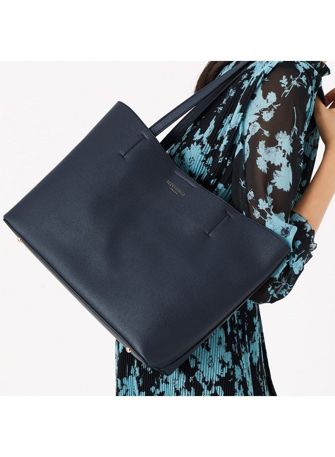 Accessorize London Women's Navy Blue Leo Tote Bag | tote bags for women office use |Work bag for women | Latest Shoulder bag for ladies - Image 5