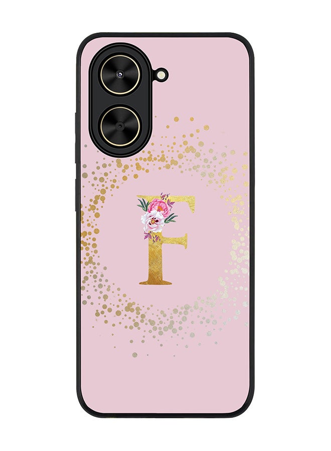 Stylizedd For Xiaomi Poco C71 / Redmi A5 4G Case,Slim fit Camera Protection, Shockproof Thin Phone cover  - Custom Monogram Floral - F  (Pink )