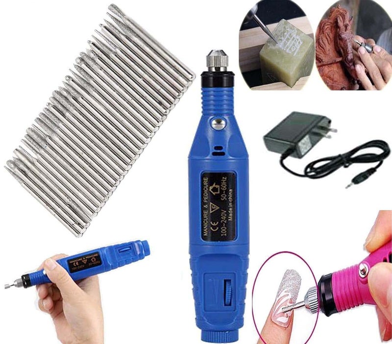 DIY Crafts DIY Crafts With 30x Diamond Burr, Drill Machine + Adopter, Electric Pen Shape Drill Metal Polishing Machine with Adjustable Speed (Only Drill (With 30x Diamond Burr, Drill Machine + Adopter)  - Image 1