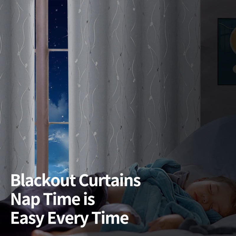 BGment الستائر Brgent Blackout 60 بوصة واسعة لغرفة النوم/غرفة المعيشة غرفة غامق الستائر النافذة الحرارية المعزولة مع خط ونقاط نمط 2 لوحات كل لوحات 60 × 63 بوصة بيضاء - Image 3