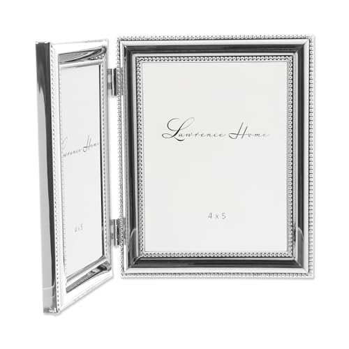 Lawrence Frames 510745D Silver Plated Double Bead Hinged Double Picture Frame, 4 by 5-Inch - Image 2