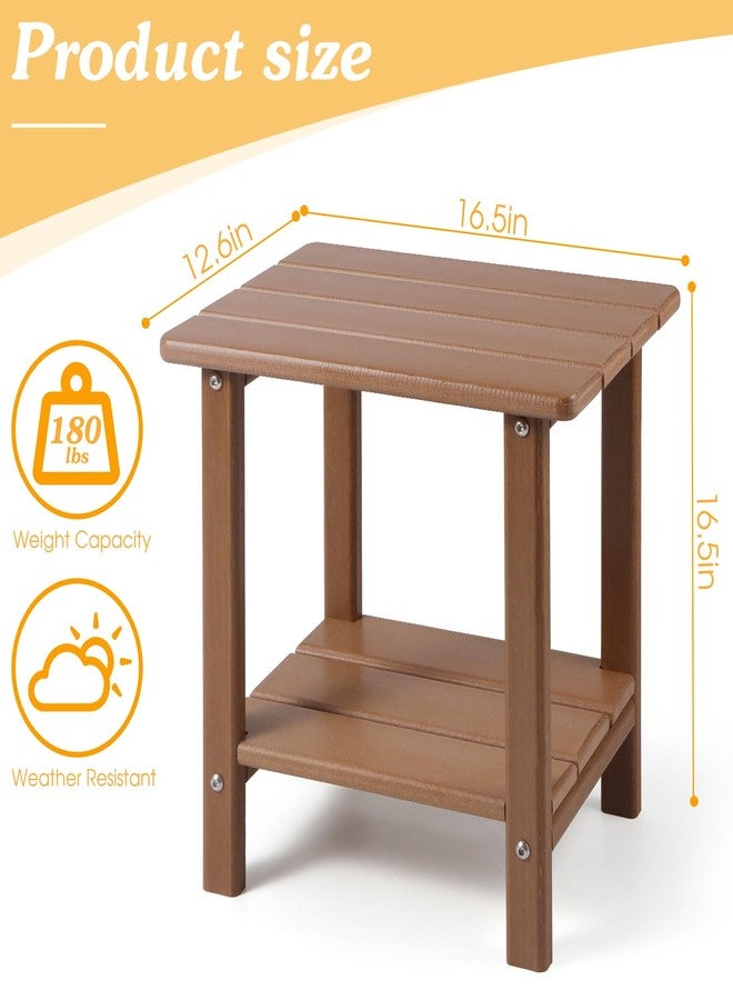 Apolimi Adirondack Outdoor Side Table, 2-Tier Sturdy Patio End Table Weather Resistant, 16.5" Solid Side Table for Patio, Pool, Porch（Teak） - Image 3