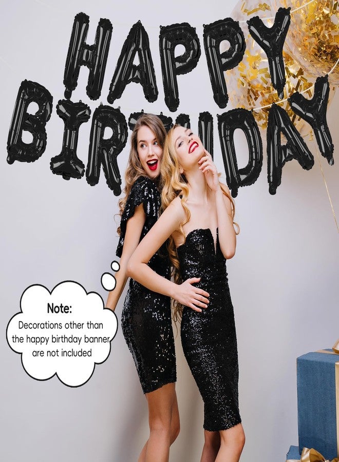 EMART Black Happy Birthday Banner Balloons 16 Inch Mylar Foil Letters Birthday Sign Bunting Reusable for Girls Boys Kids & Adults Birthday Decorations and Halloween Party Supplies - Image 5