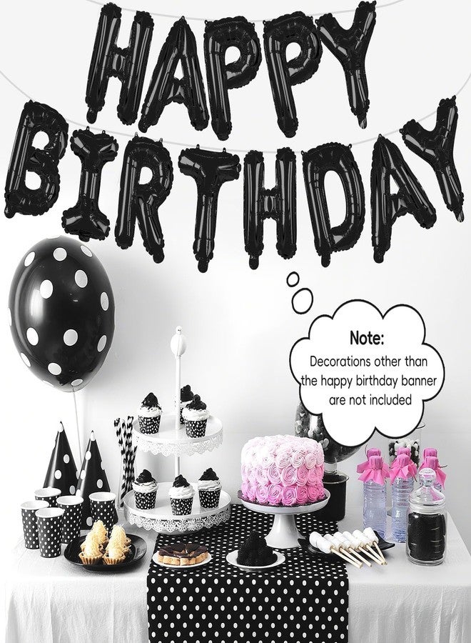 EMART Black Happy Birthday Banner Balloons 16 Inch Mylar Foil Letters Birthday Sign Bunting Reusable for Girls Boys Kids & Adults Birthday Decorations and Halloween Party Supplies - Image 4