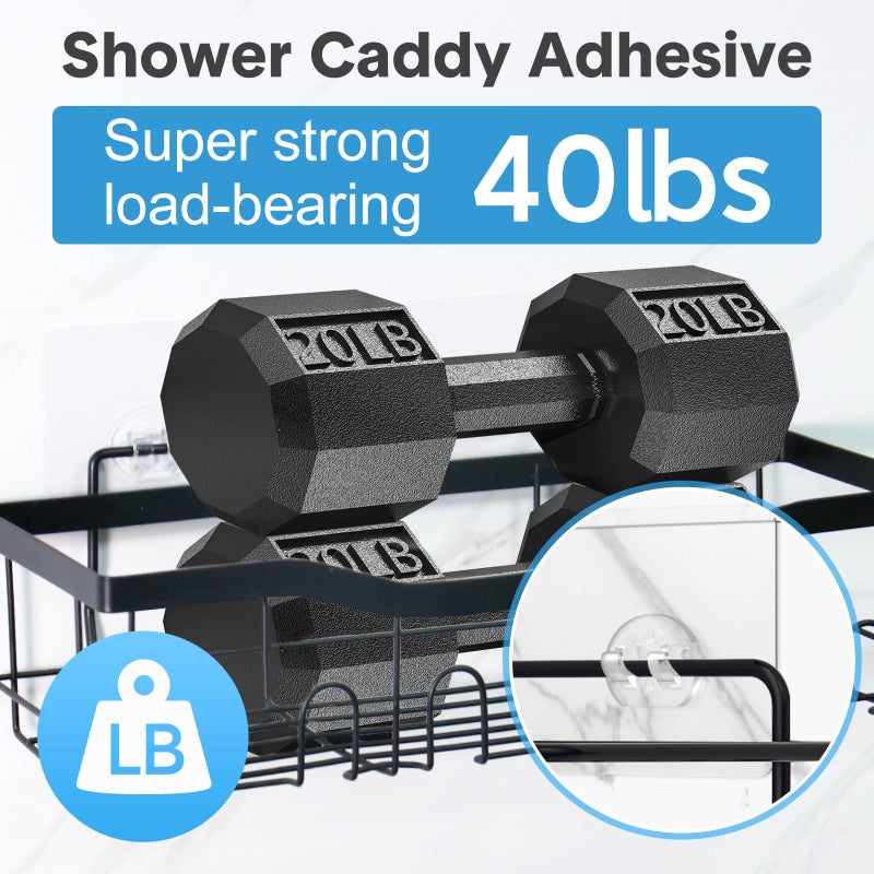 Feptuase Shower Caddy Adhesive Replacement  Transparent Strong Adhesive Hooks  No Drilling  Waterproof  For Shower Caddy  Bathroom Storage Shelves And Kitchen Racks (Single*6Pcs) - Image 3