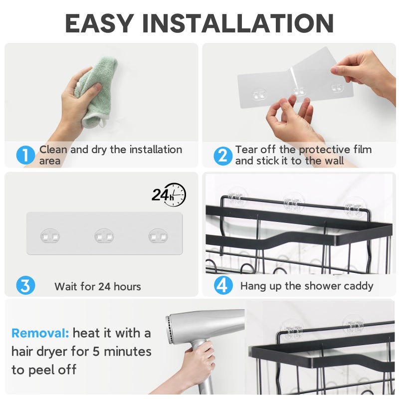 Feptuase Shower Caddy Adhesive Replacement  Transparent Strong Adhesive Hooks  No Drilling  Waterproof  For Shower Caddy  Bathroom Storage Shelves And Kitchen Racks (Single*6Pcs) - Image 5