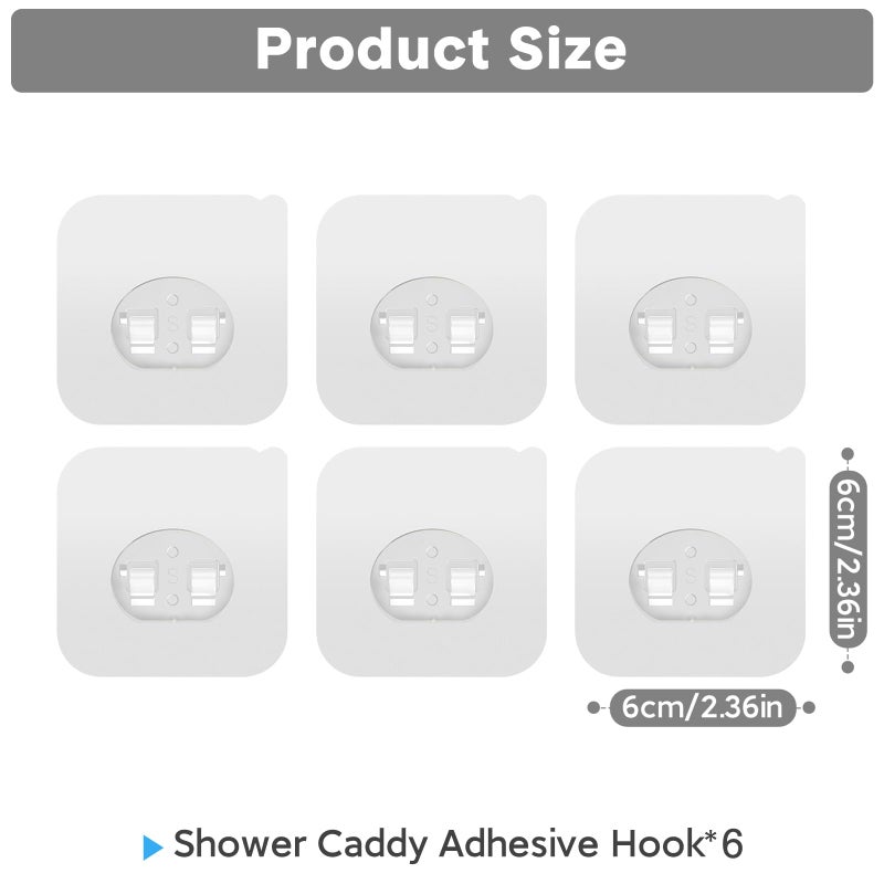 Feptuase Shower Caddy Adhesive Replacement  Transparent Strong Adhesive Hooks  No Drilling  Waterproof  For Shower Caddy  Bathroom Storage Shelves And Kitchen Racks (Single*6Pcs) - Image 2