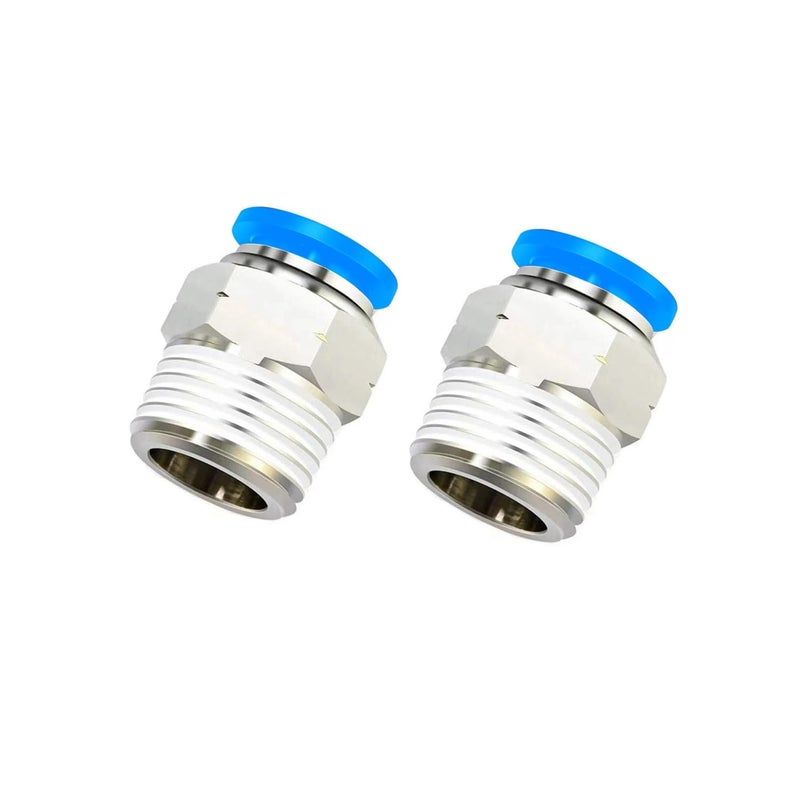 VETLEY PNEUMATIC Push to Connect Fitting 12MM Tube OD x 12 Inch NPT Thread Male Straight Connector Air Fittings Blue PC12N4Pack of 5 - Image 2