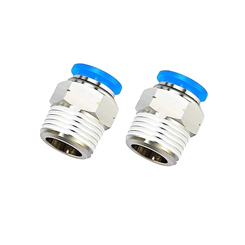 VETLEY PNEUMATIC Push to Connect Fitting 12MM Tube OD x 12 Inch NPT Thread Male Straight Connector Air Fittings Blue PC12N4Pack of 5 - Image 1