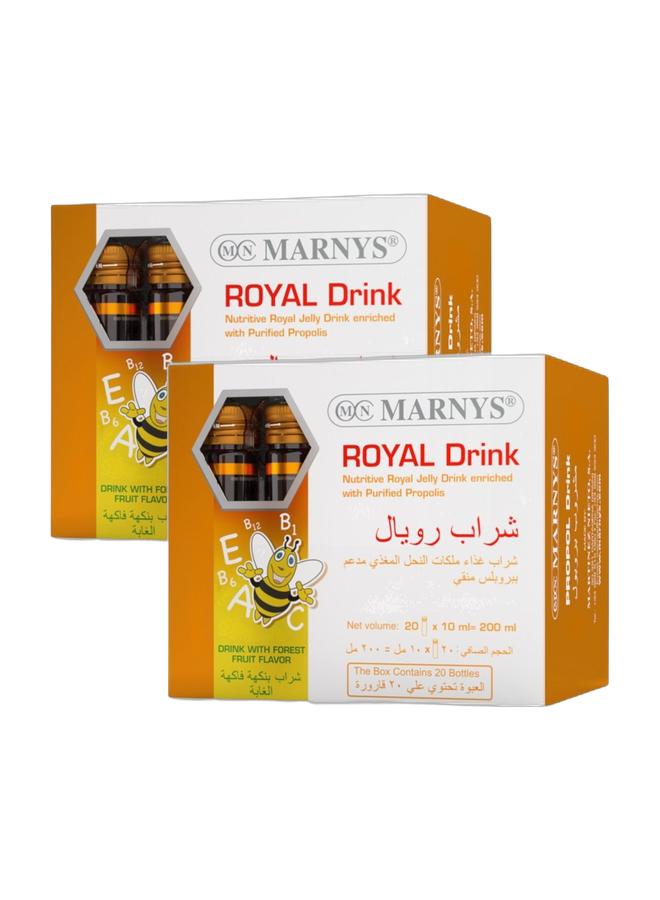 مارنيز علبتين شراب رويال - شراب رويال جيلي غذاء ملكات النحل مع بروبوليس مع فيتامينات متعددة - 20 قارورة للشرب - Image 1