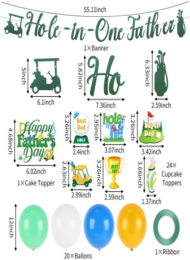Kpbel Happy Fathers Day Decorations, Golf Theme Happy Father's Day Party Supplies Including Banners, Latex Balloons, Cake Toppers - Image 2