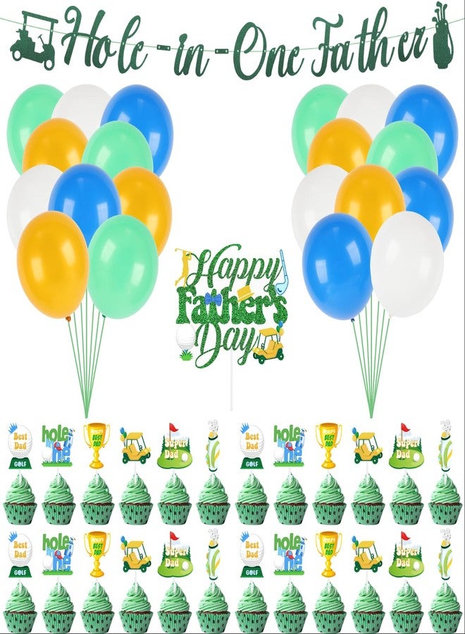 Kpbel Happy Fathers Day Decorations, Golf Theme Happy Father's Day Party Supplies Including Banners, Latex Balloons, Cake Toppers - Image 1
