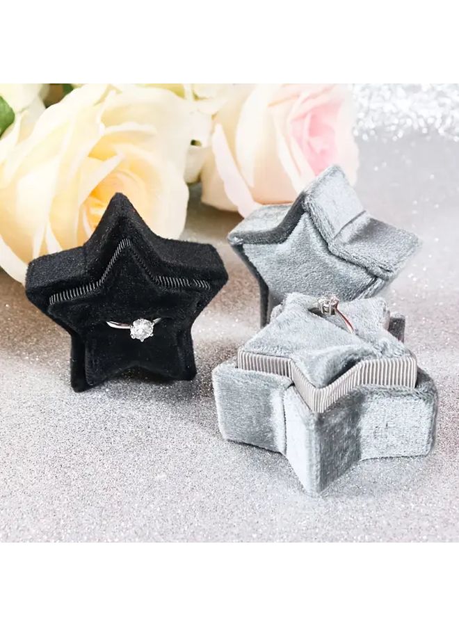 1pc Black Vintage Star Shaped Velvet Jewelry Box with Soft Fabric Lining Open Top Design for Earrings Rings Accessories Durable Plastic Desktop Organizer Home Decor Jewelry Storage - Image 2
