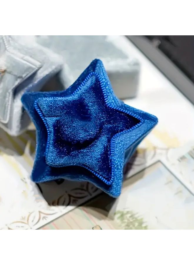 1pc Black Vintage Star Shaped Velvet Jewelry Box with Soft Fabric Lining Open Top Design for Earrings Rings Accessories Durable Plastic Desktop Organizer Home Decor Jewelry Storage - Image 1
