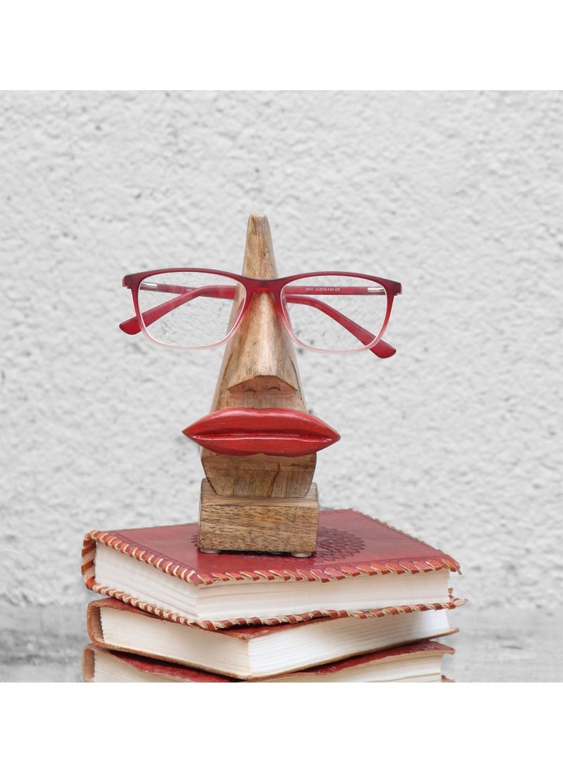 APEROL DESIGN APEROL DESIGN Wooden Nose Shaped Eyeglass Spectacle Holder Display Stand Home Decorative Red Lips 3x3x7 inch  - Image 2