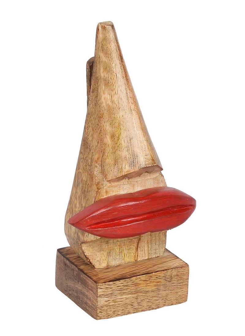 APEROL DESIGN APEROL DESIGN Wooden Nose Shaped Eyeglass Spectacle Holder Display Stand Home Decorative Red Lips 3x3x7 inch  - Image 4